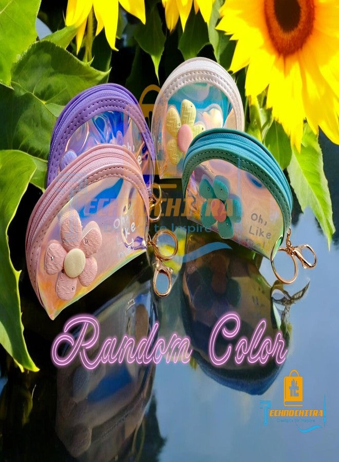 Technochitra Flower Dreams Holographic Mini Coin Pouch Keychain for Fashion-Forward Girls & Women - Image 5